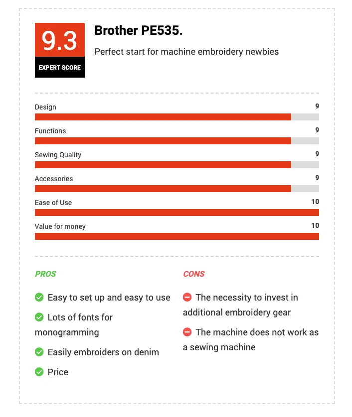 brother pe 535 pros and cons